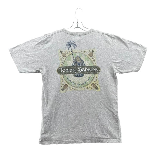 Vintage Tommy Bahama T-Shirt S/M‎ Gray Relax Tiki Palm Made in USA Coastal Beach - Picture 1 of 12